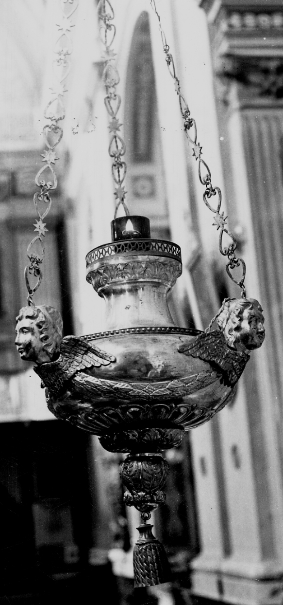 lampada pensile a vaso, coppia - bottega biellese (prima metà sec. XIX)