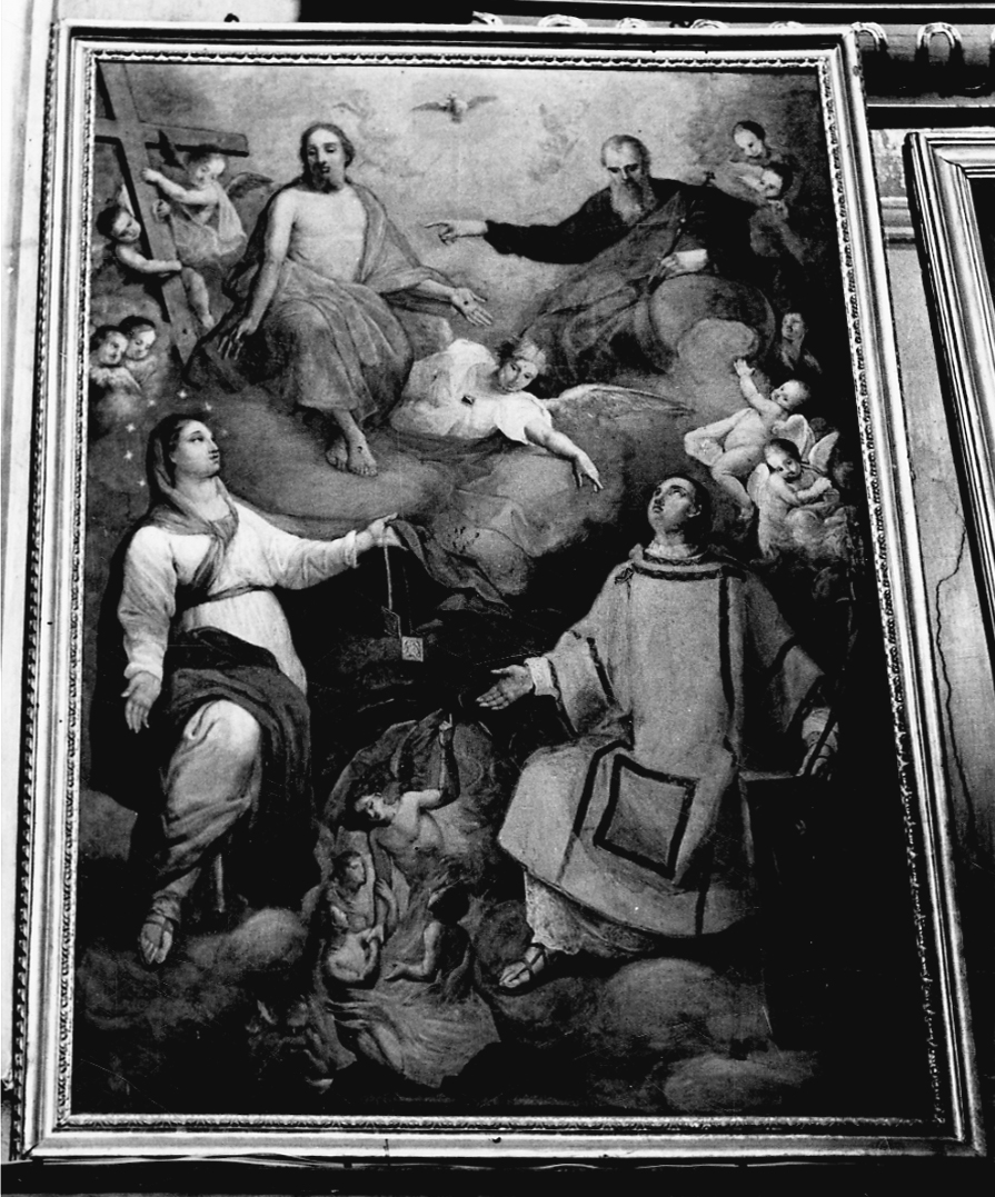 Madonna e San Lorenzo che intercedono per le anime del purgatorio presso la Trinità (dipinto, opera isolata) - ambito piemontese (inizio sec. XVIII)