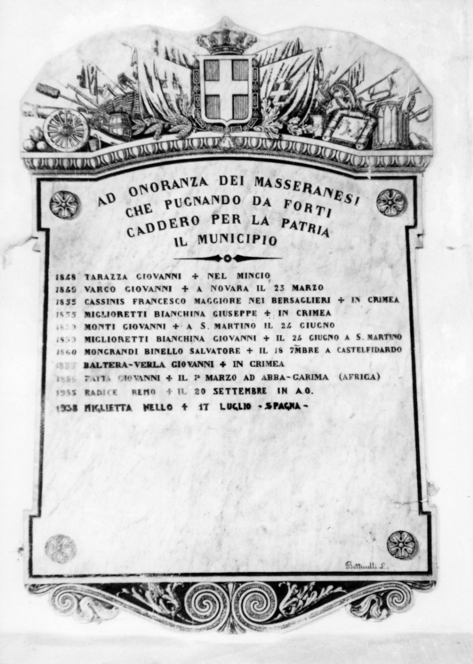 lapide commemorativa, opera isolata di Sartorelli famiglia (sec. XIX)