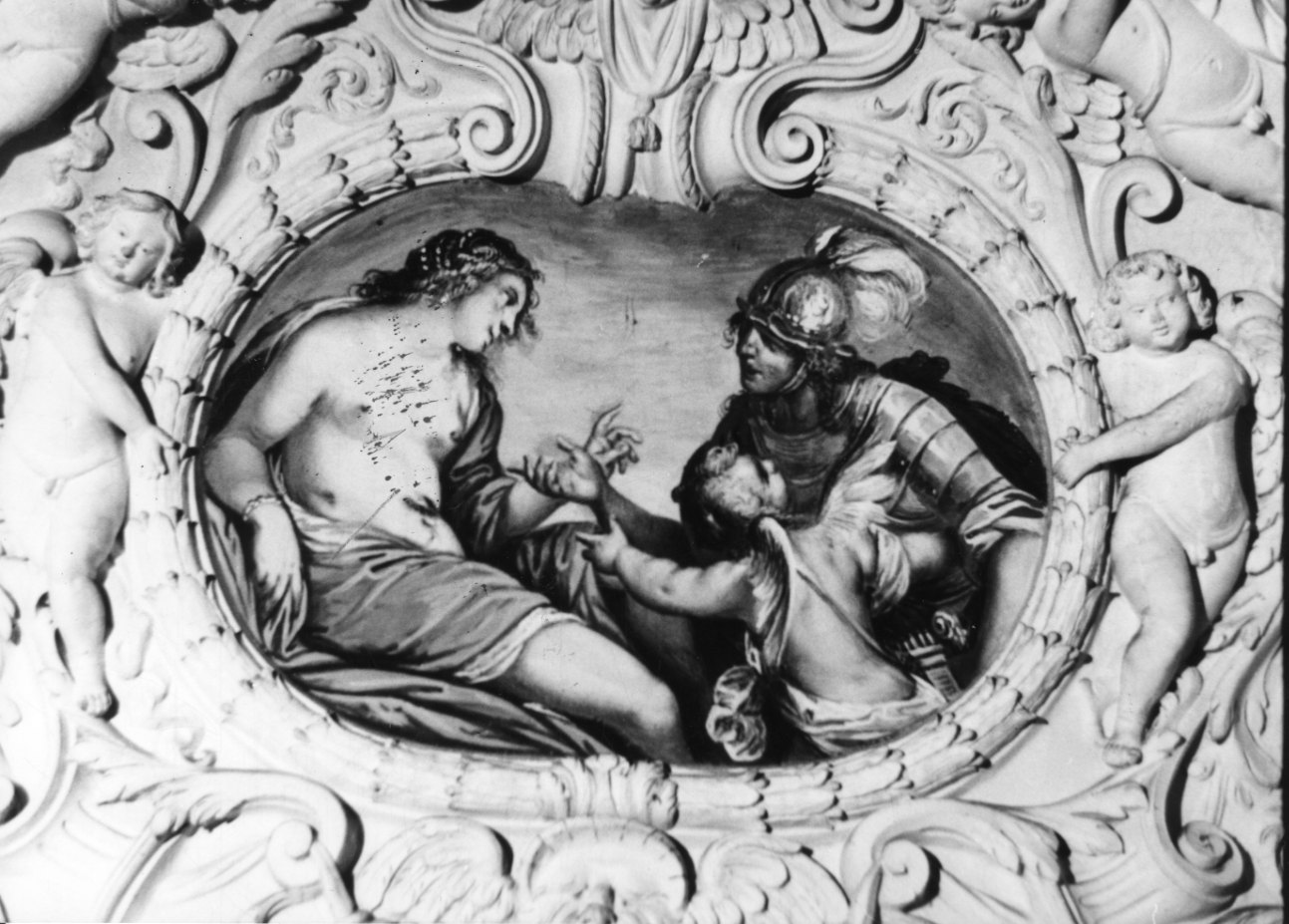 Marte e Venere con Cupido (dipinto, elemento d'insieme) - ambito lombardo-piemontese (sec. XVII)