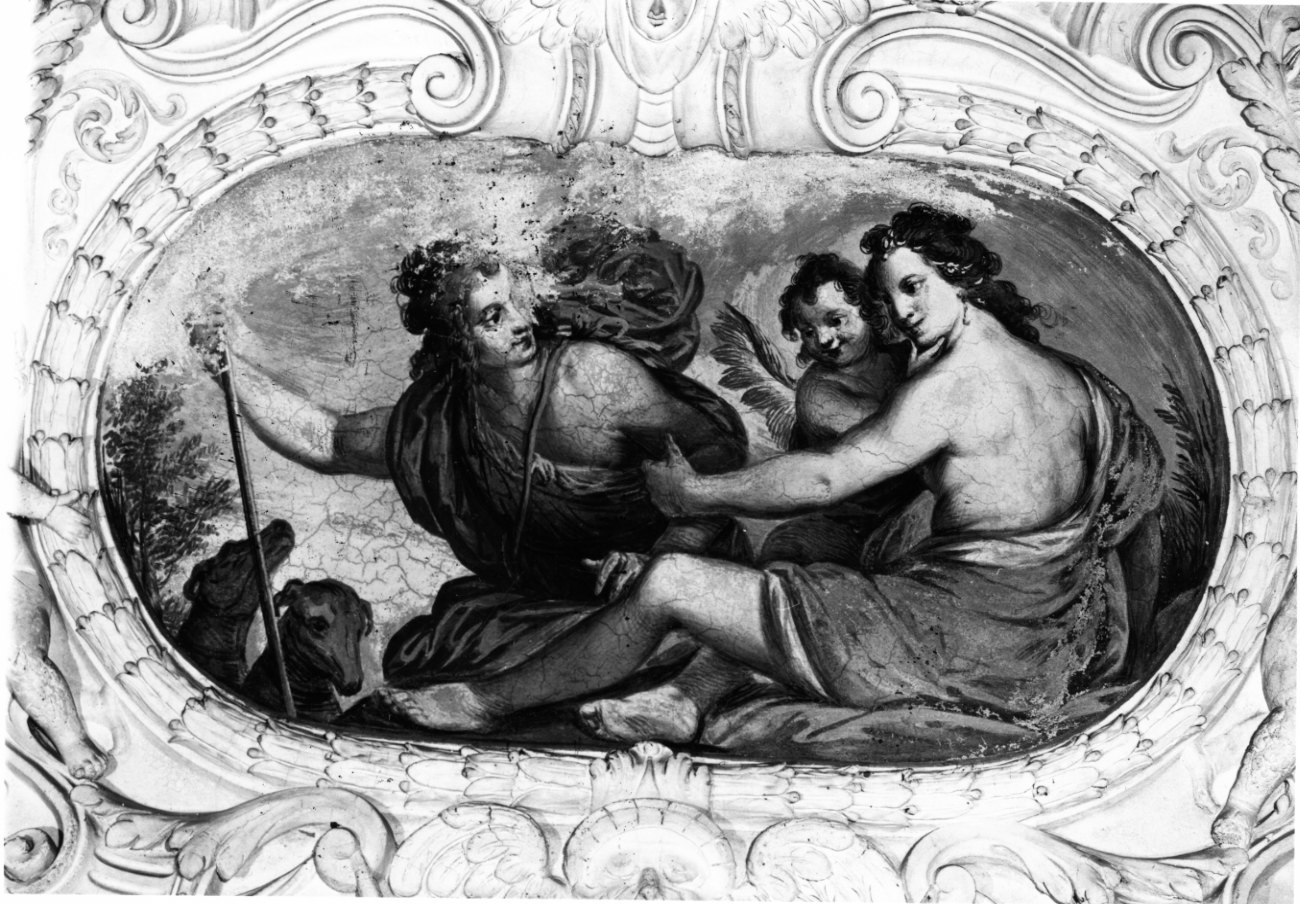 Venere e Cupido con Diana (dipinto, elemento d'insieme) - ambito lombardo-piemontese (sec. XVII)