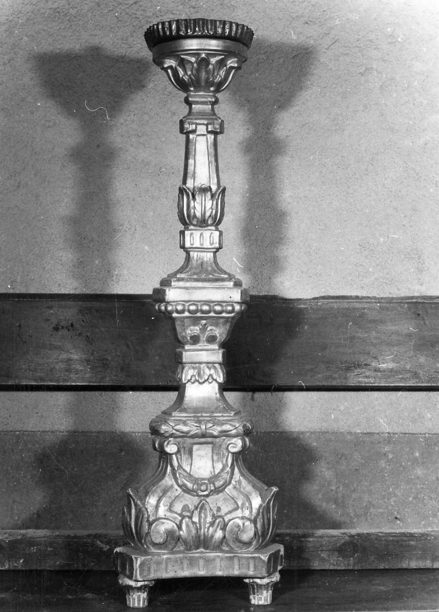 candeliere, serie - bottega biellese (fine/inizio secc. XVIII/ XIX)