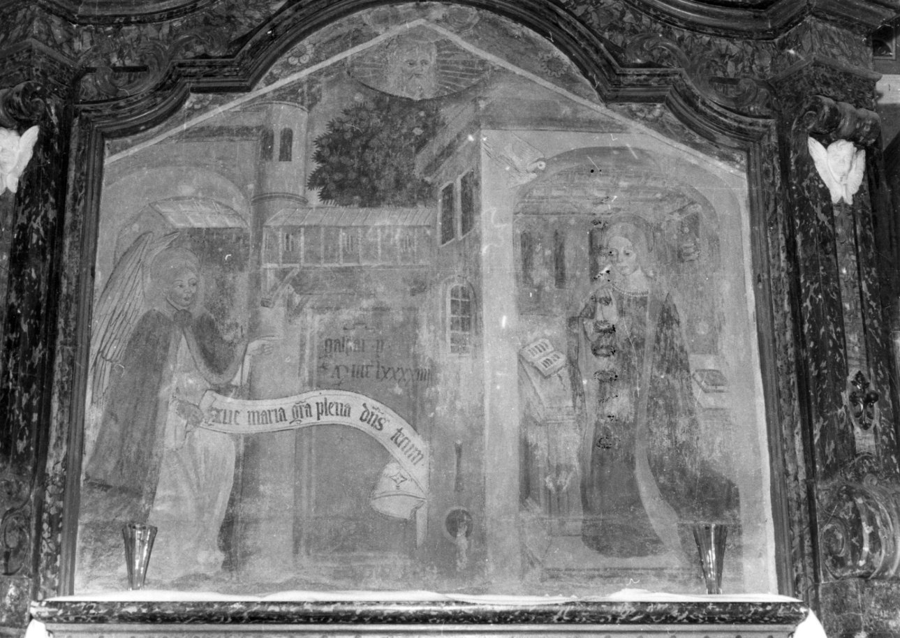 Annunciazione (dipinto, opera isolata) di Gaspare da Ponderano (fine sec. XV)