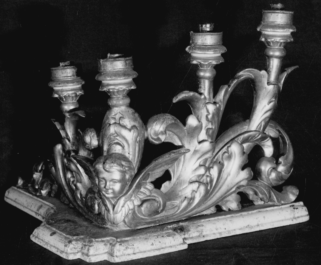 candeliere d'altare, coppia - bottega biellese (fine/inizio secc. XVIII/ XIX)