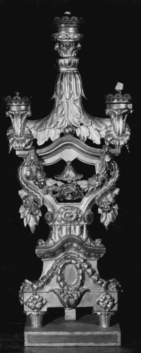 candeliere d'altare, coppia - bottega biellese (fine/inizio secc. XVIII/ XIX)