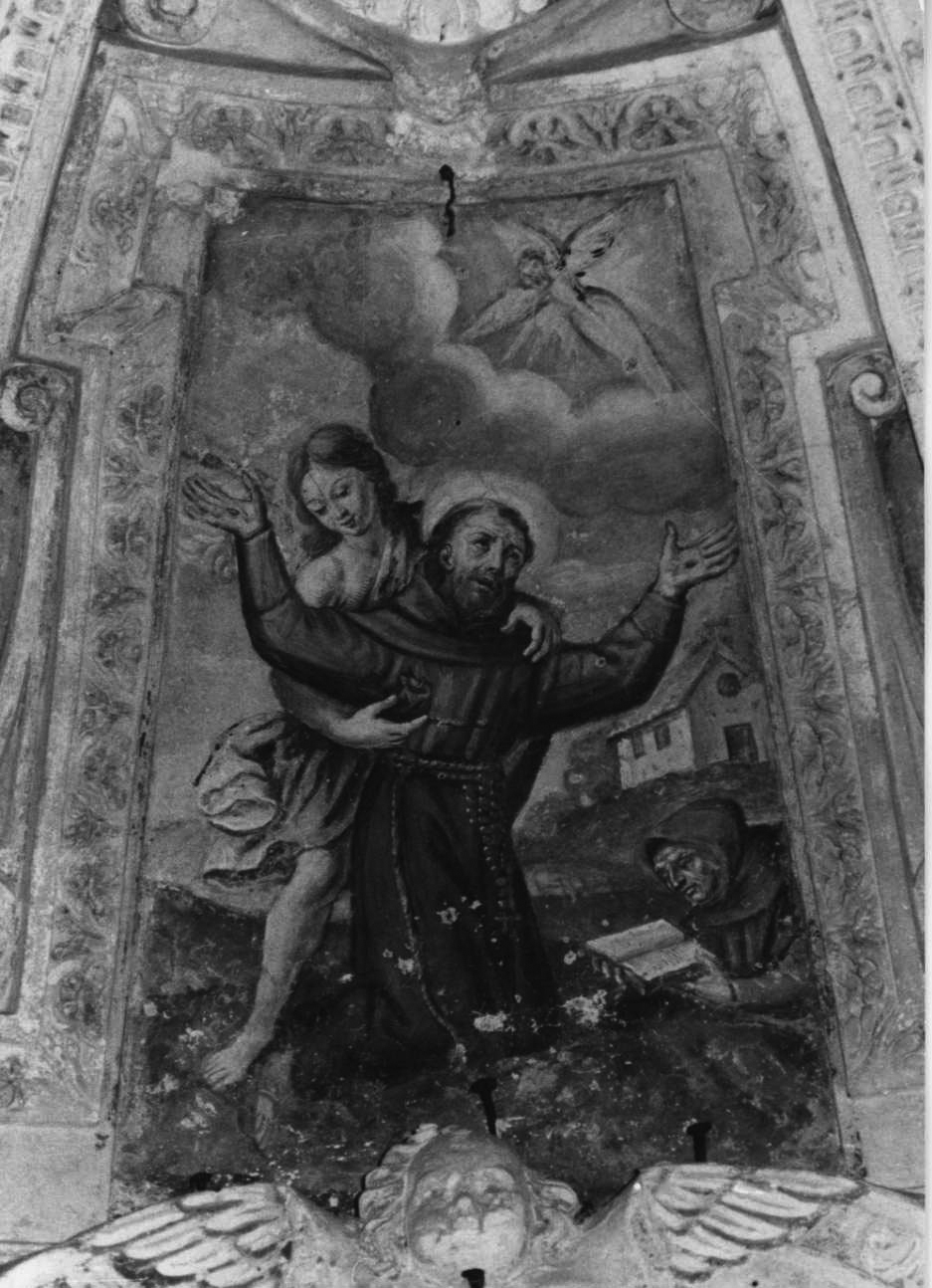 San Francesco d'Assisi sostenuto da un angelo dopo aver ricevuto le stimmate (dipinto, elemento d'insieme) - ambito piemontese (sec. XVIII)