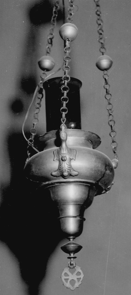 lampada pensile a vaso, serie - bottega piemontese (secc. XVII/ XVIII)