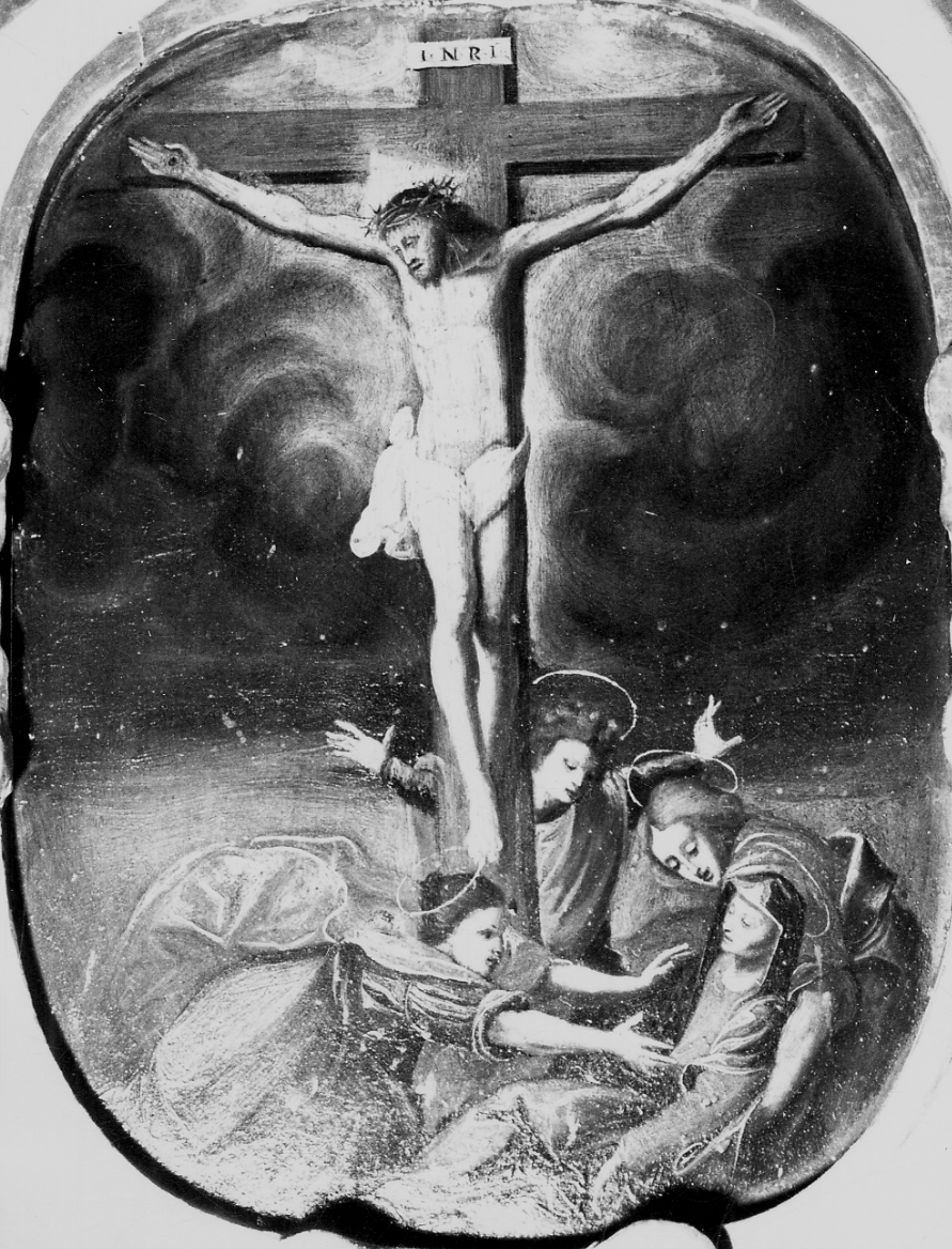 crocifissione di Cristo con la Madonna e Santa Maria Maddalena (dipinto) - ambito piemontese (sec. XVII)