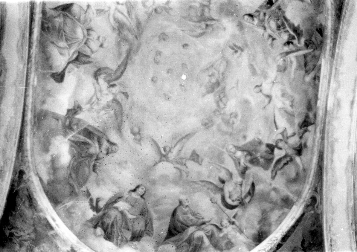 Trinità, virtù teologali e dottori della Chiesa (dipinto, elemento d'insieme) di Vellata Pietro (terzo quarto sec. XVIII)