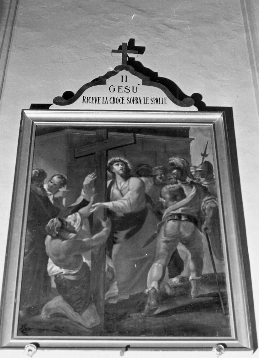 stazione II: Gesù caricato della croce (dipinto) di Belotti Carlo (terzo quarto sec. XIX)