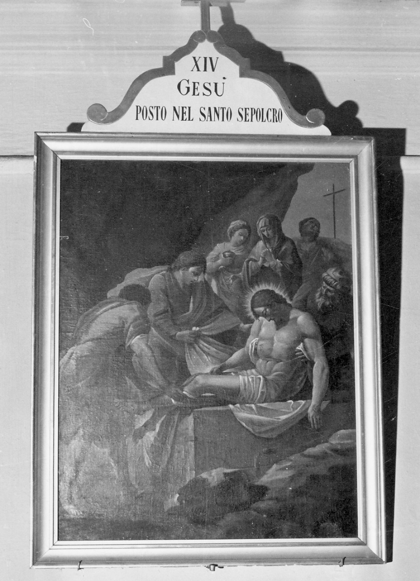 stazione XIV: Gesù deposto nel sepolcro (dipinto) di Belotti Carlo (terzo quarto sec. XIX)