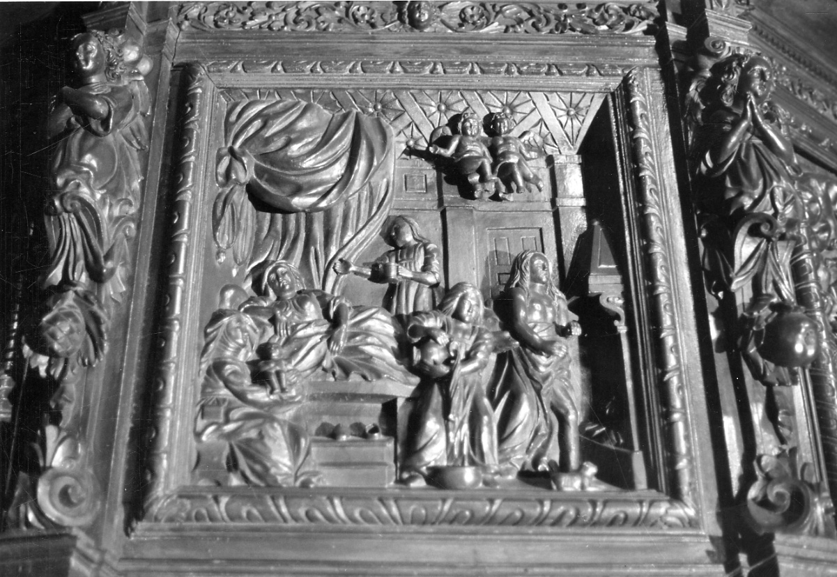nascita di Maria Vergine (decorazione a intaglio) di Termine Bartolomeo (seconda metà sec. XVII)
