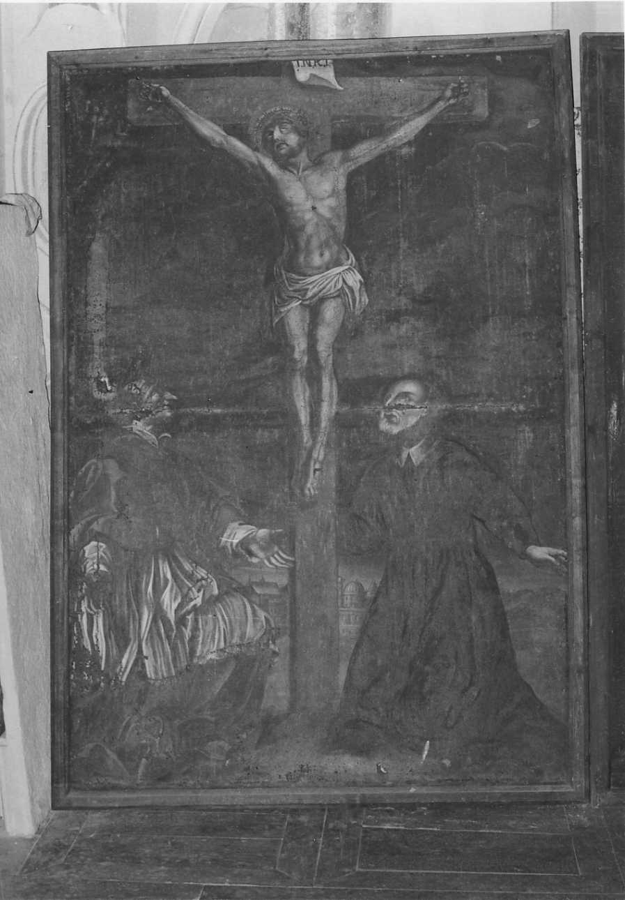 Cristo crocifisso e santi (dipinto, opera isolata) - bottega biellese (sec. XVIII)