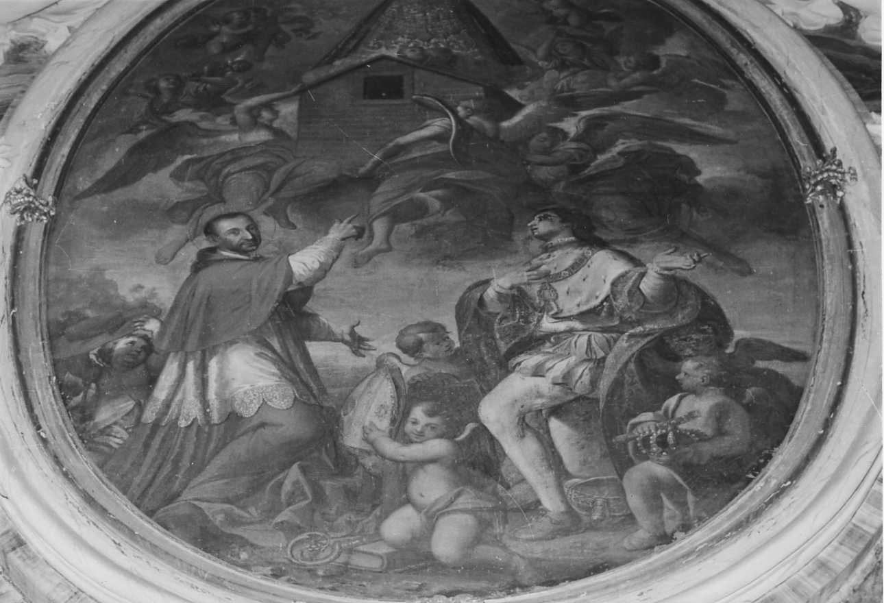 San Carlo Borromeo e Amedeo IX di Savoia con la Santa Casa di Loreto (dipinto, opera isolata) - ambito biellese (seconda metà sec. XVIII)