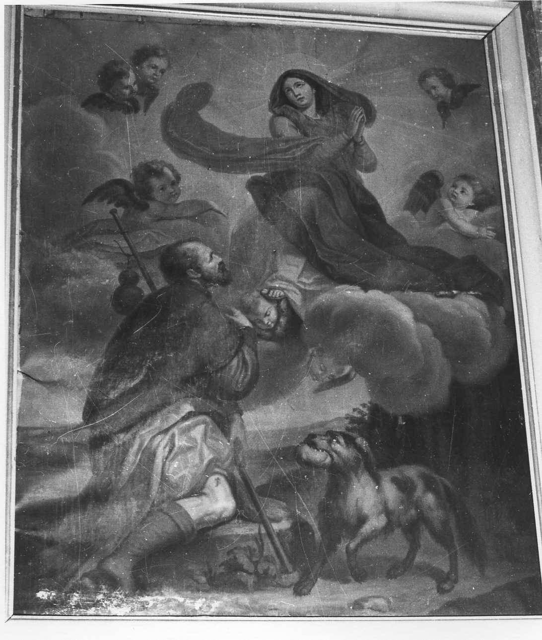 apparizione della Madonna a San Rocco (dipinto, opera isolata) - ambito biellese (inizio sec. XX)