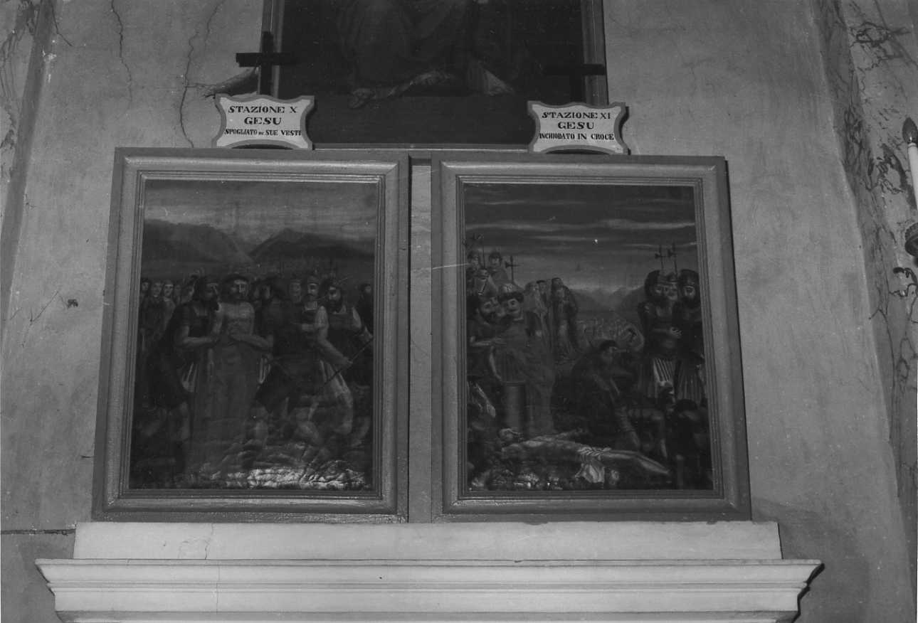 stazione XI: Gesù inchiodato alla croce (dipinto) di Serpentiere Pietro Antonio (sec. XVIII)