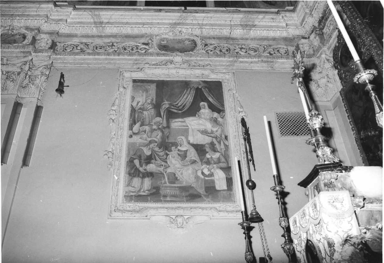 nascita di Maria Vergine (dipinto, opera isolata) di Lanino Bernardino (cerchia) (seconda metà sec. XVI)