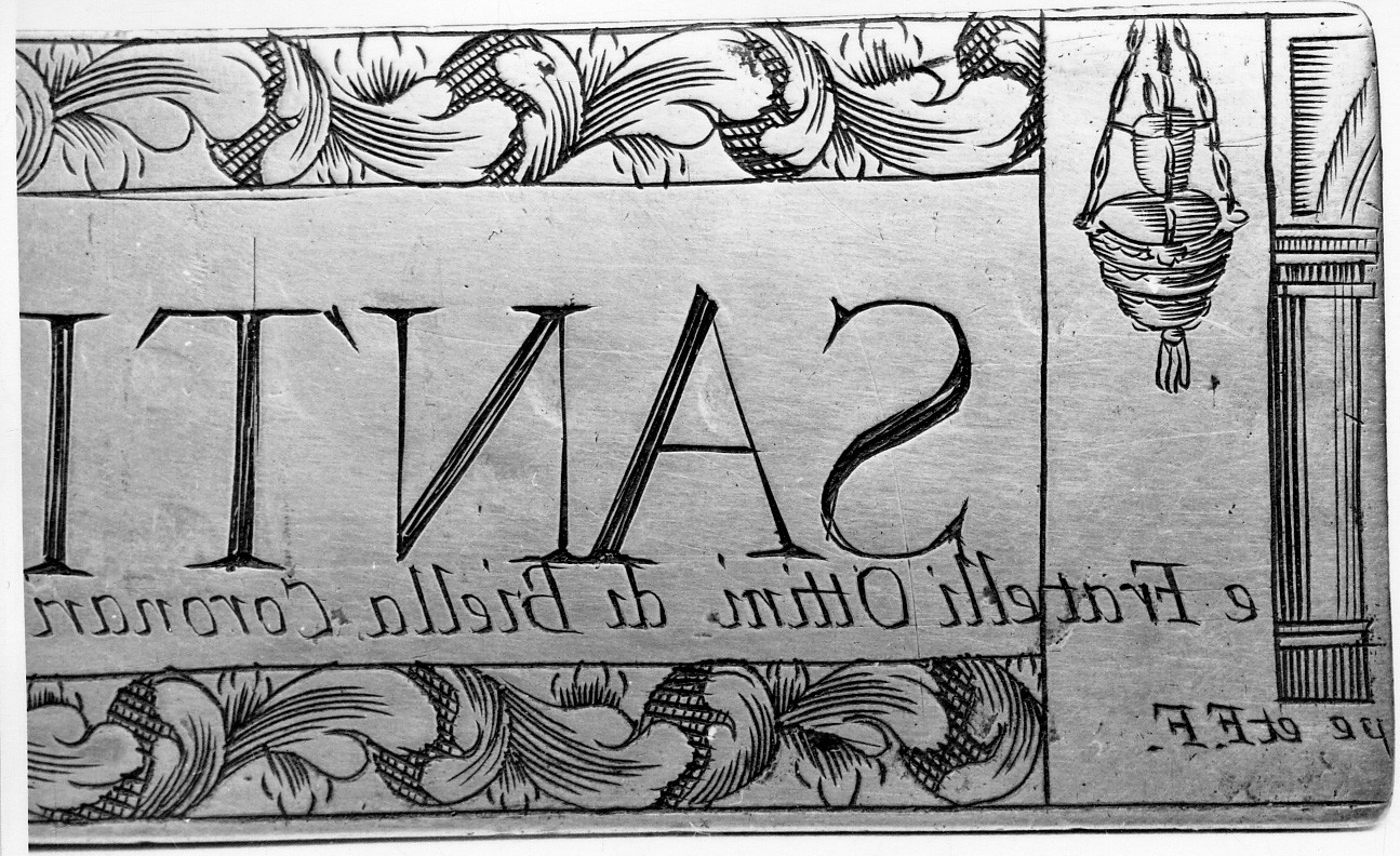 Madonna di Oropa con il Bambino (decorazione a incisione, elemento d'insieme) di Ottino Giuseppe e fratelli (sec. XVII)