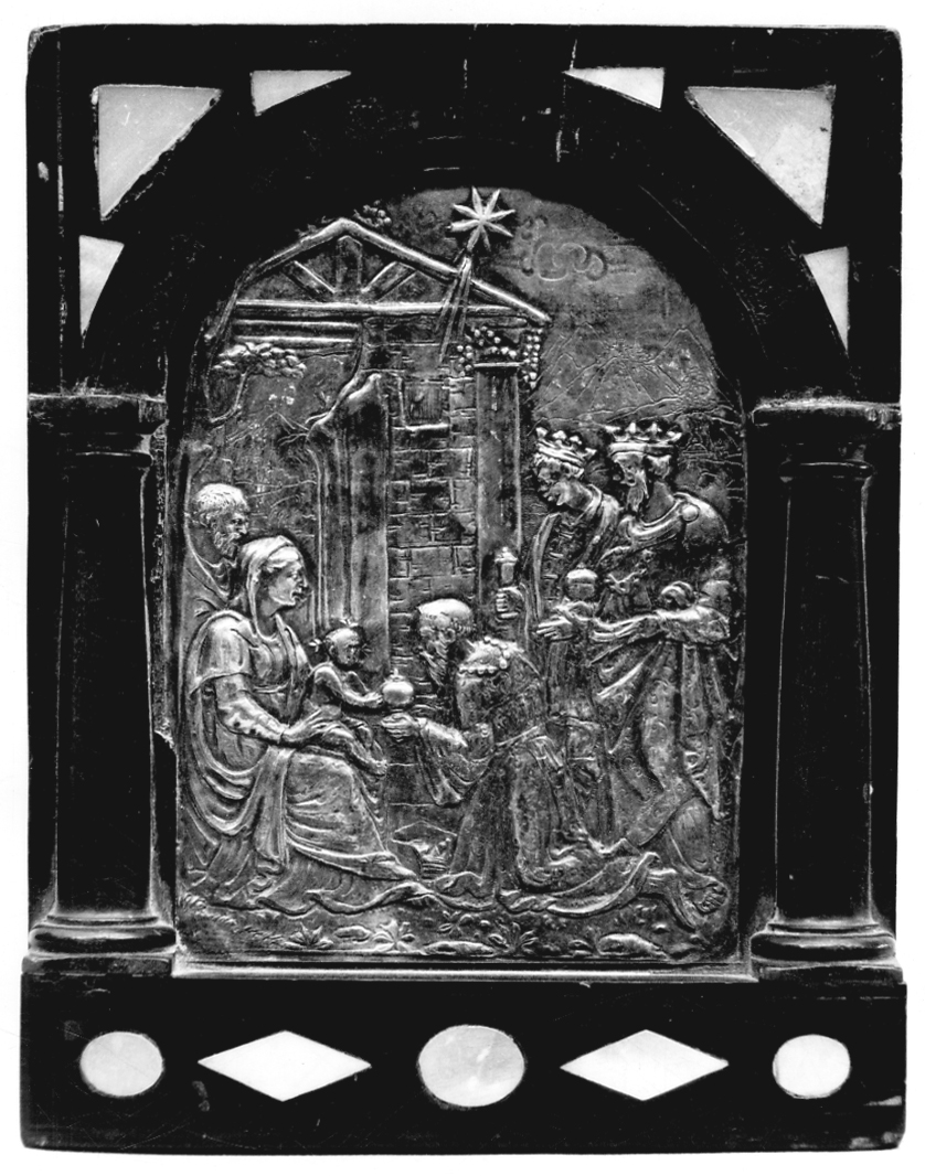adorazione dei Re Magi (pace, opera isolata) di Bernardi Giovanni Desiderio (prima metà sec. XVI)