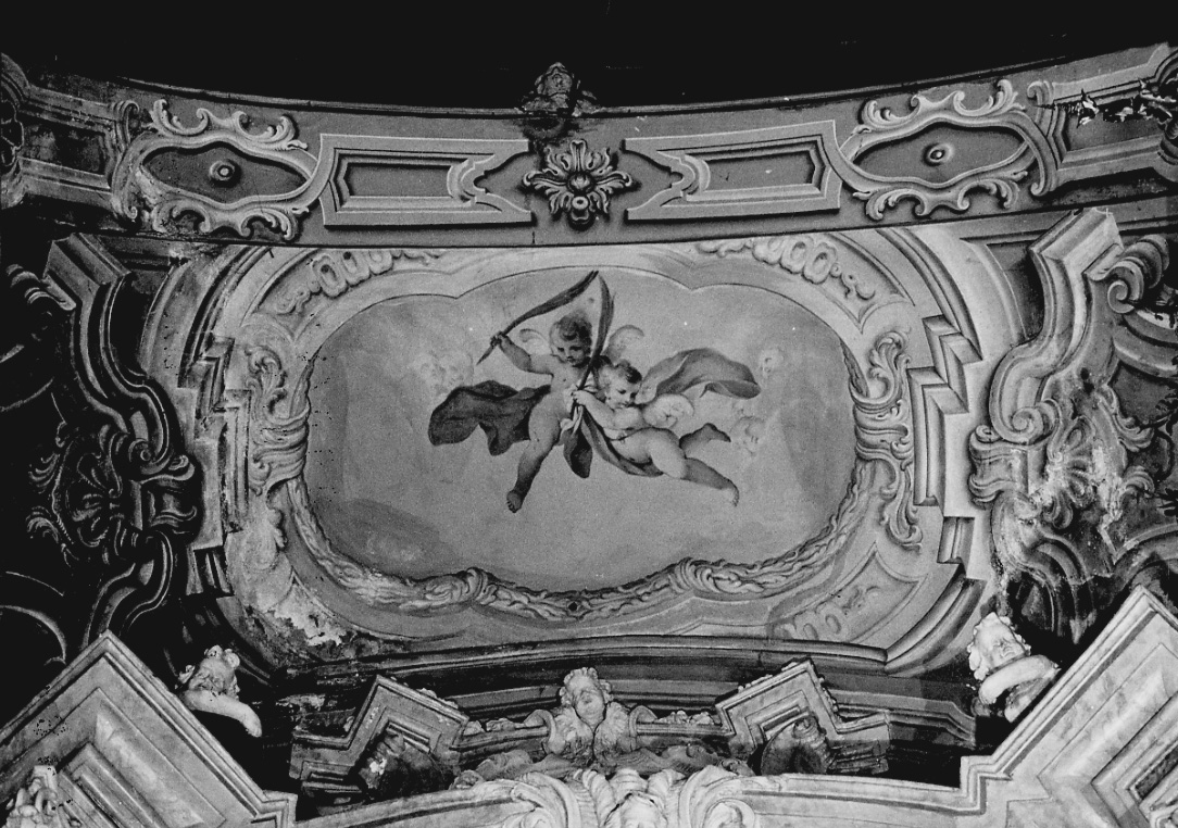putti alati e palme (decorazione pittorica, opera isolata) di Bianchi Federico (secondo quarto sec. XVIII)