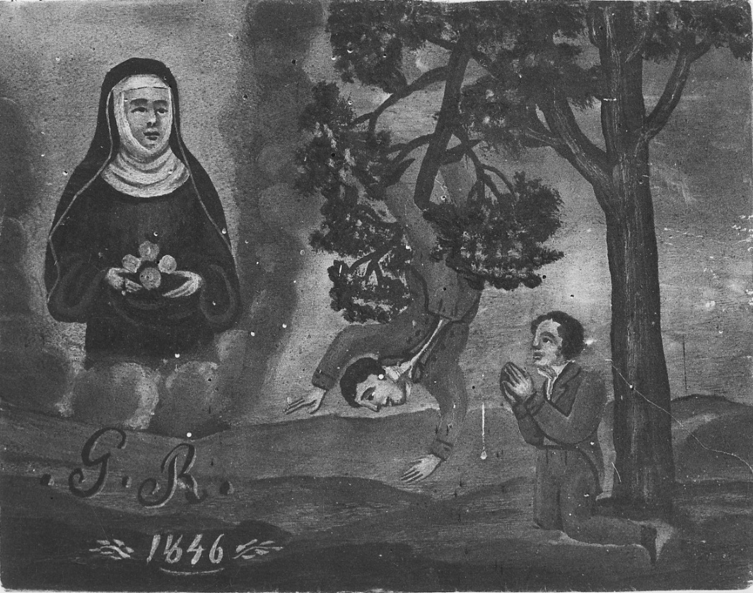 intervento di Beata Paola Gambaro Costa per sventare un incidente (ex voto, opera isolata) - ambito piemontese (metà sec. XIX)