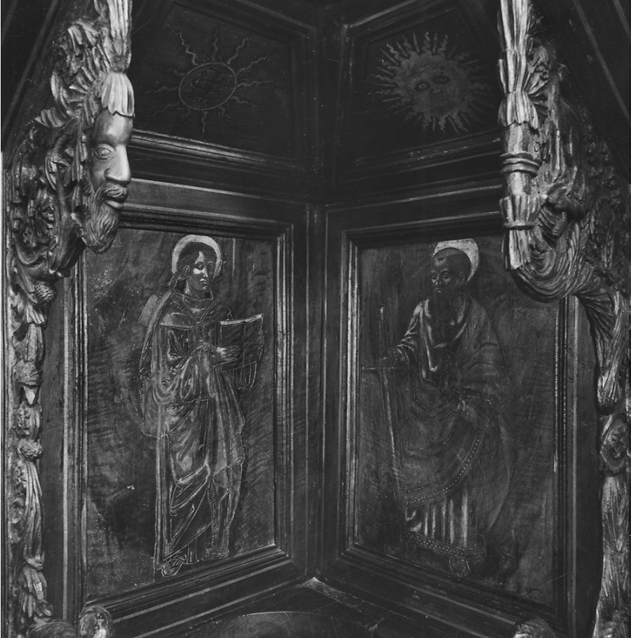 San Bonaventura (pannello di stallo di coro, elemento d'insieme) - bottega Italia nord-occidentale (prima metà sec. XVI)