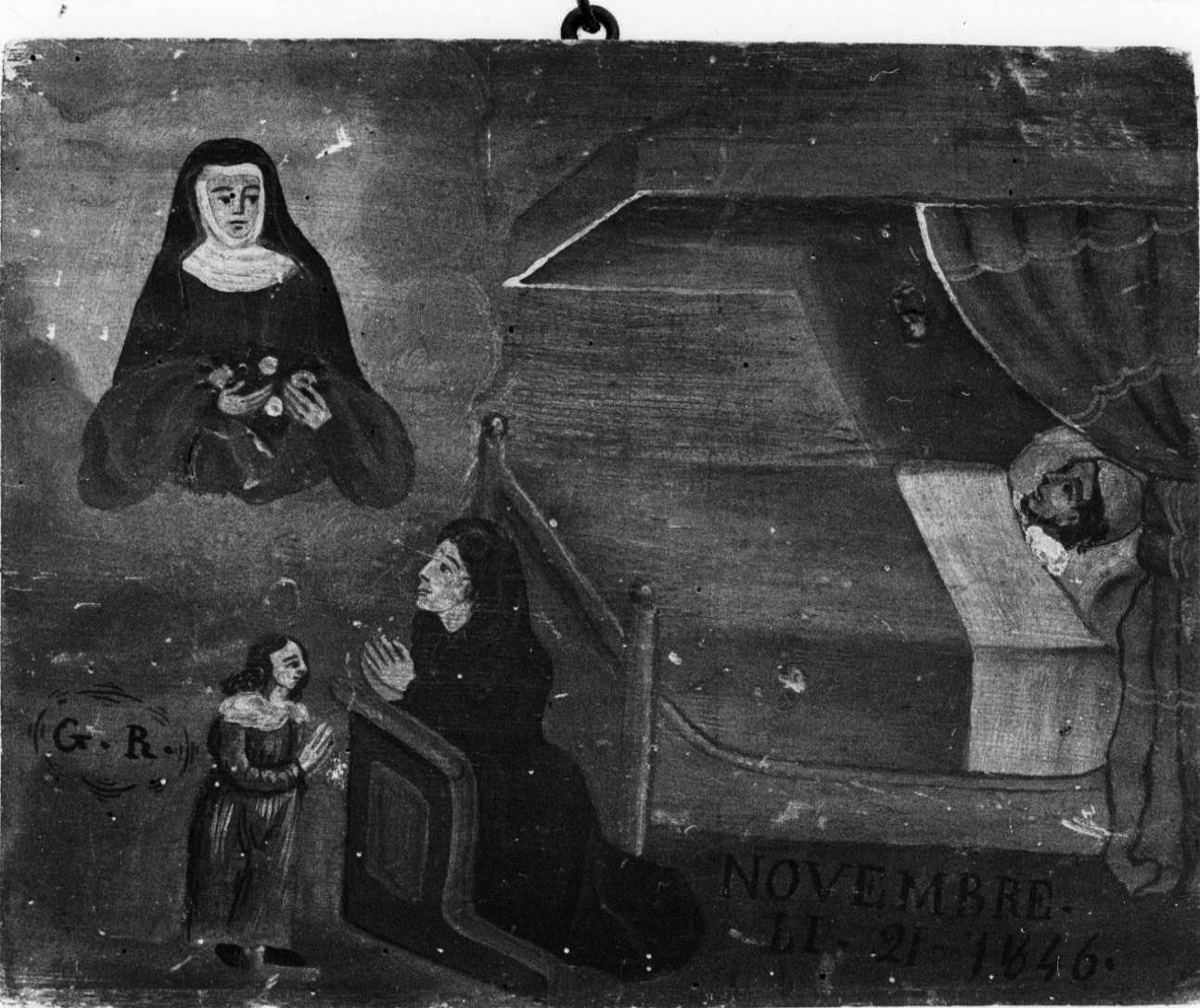 intervento della Beata Paola Gambaro Costa per guarigione (ex voto, opera isolata) - bottega piemontese (metà sec. XIX)