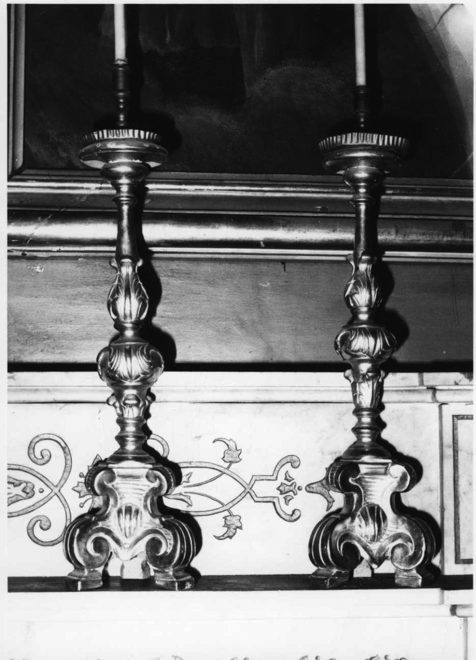 candeliere da chiesa, serie - bottega piemontese (metà sec. XIX)