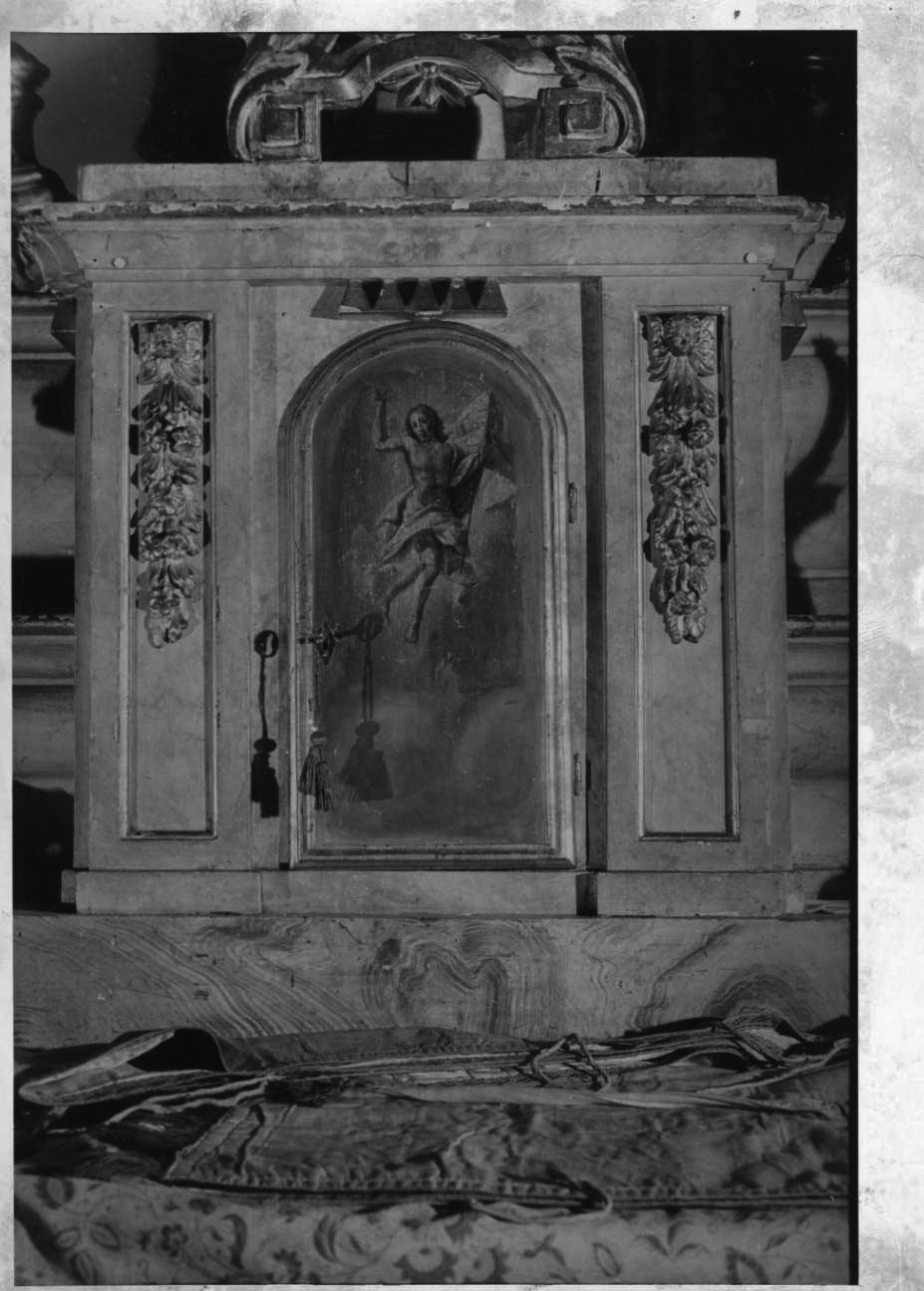 Cristo risorto (sportello di tabernacolo, elemento d'insieme) - ambito piemontese (terzo quarto sec. XIX)