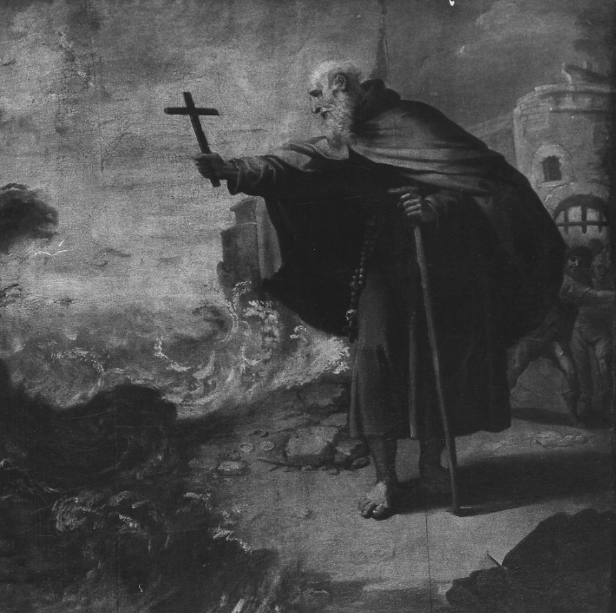 San Francesco di Paola placa una tempesta marina (dipinto, elemento d'insieme) di Bruno Giulio, Bruno Giovanni Battista (secondo quarto sec. XVII)