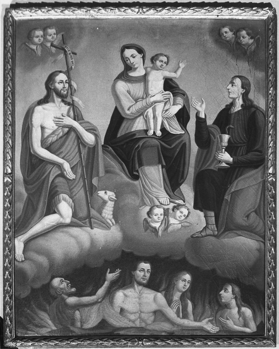 Madonna con Bambino, San Giovanni Battista, San Giovanni Evangelista e anime del purgatorio (dipinto, opera isolata) - ambito ligure-piemontese (seconda metà sec. XVIII)
