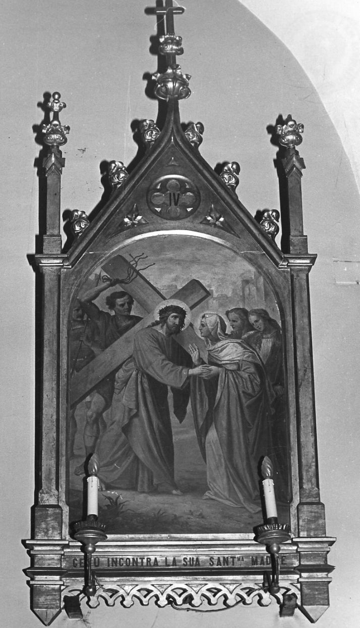 stazione IV: Gesù incontra la Madonna (dipinto, elemento d'insieme) di Arnaud Giovanni Battista (ultimo quarto sec. XIX)