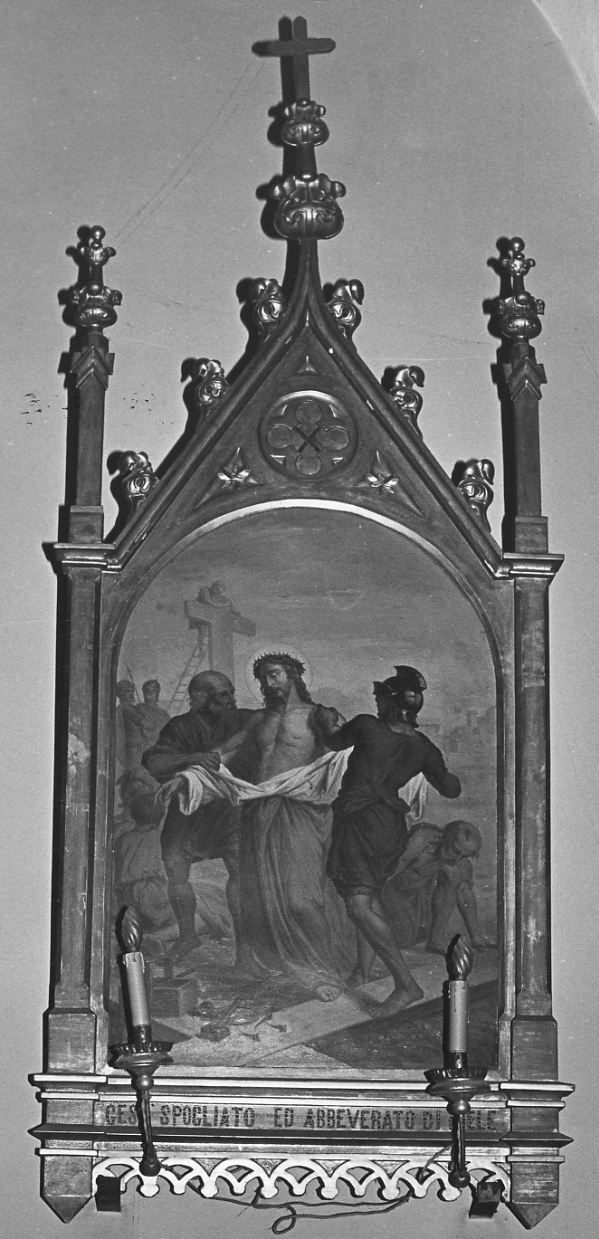 stazione X: Gesù spogliato e abbeverato di fiele (dipinto, elemento d'insieme) di Arnaud Giovanni Battista (ultimo quarto sec. XIX)
