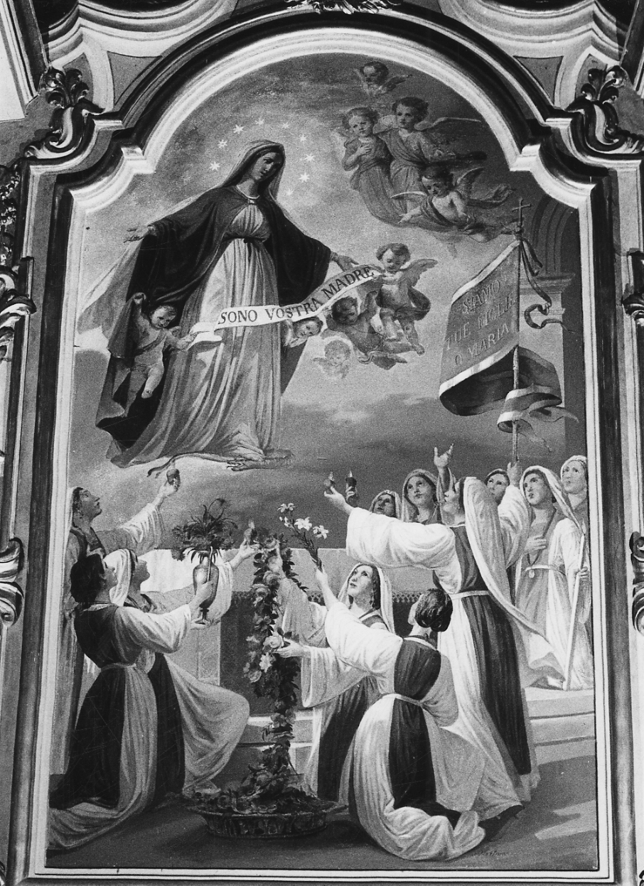 Madonna Immacolata e Figlie di Maria (dipinto, opera isolata) di Hartman Luigi (seconda metà sec. XIX)