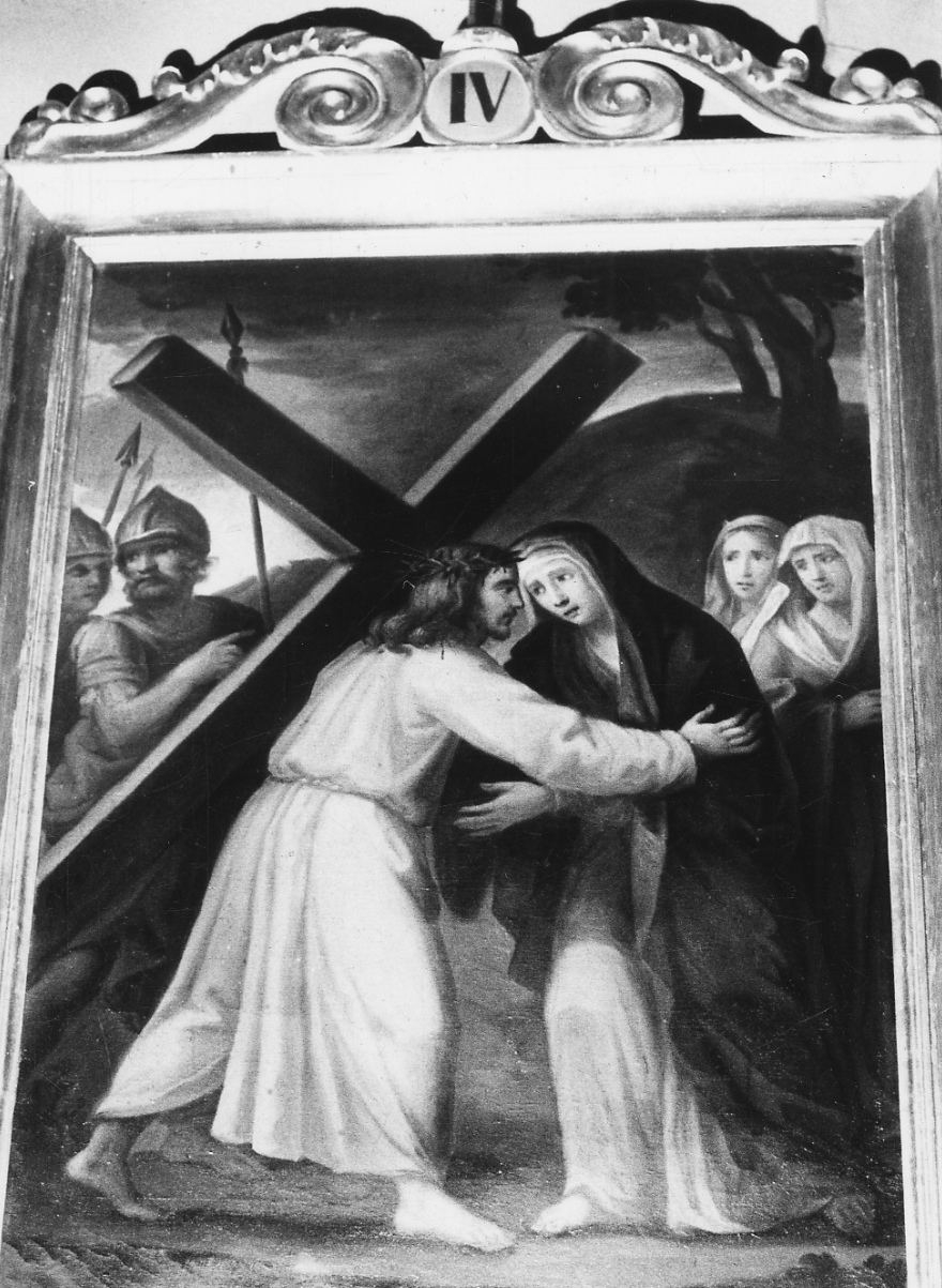 stazione IV: Gesù incontra la Madonna (dipinto, elemento d'insieme) - ambito cuneese (seconda metà sec. XIX)