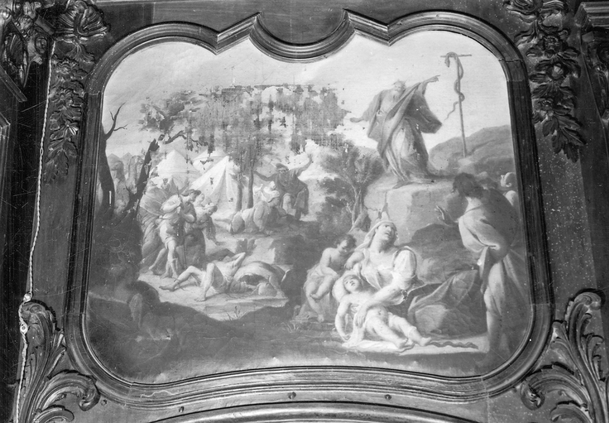 Mosè e il serpente di bronzo (dipinto, elemento d'insieme) di Bagnasacco Giovanni Battista (attribuito) (ultimo quarto sec. XVIII)