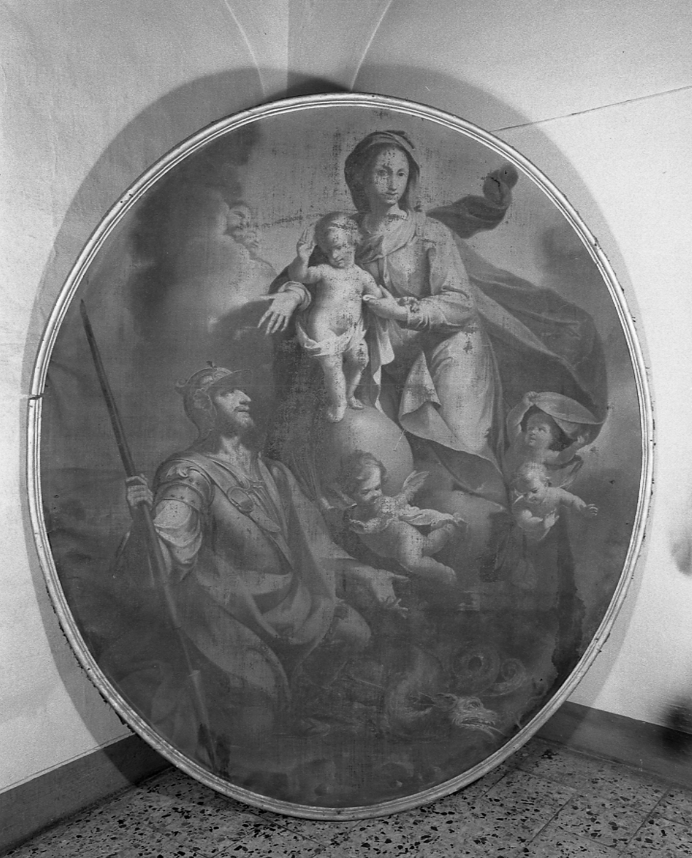 Madonna con Bambino e San Giorgio (dipinto, opera isolata) di Operti Pietro Paolo (sec. XVIII)