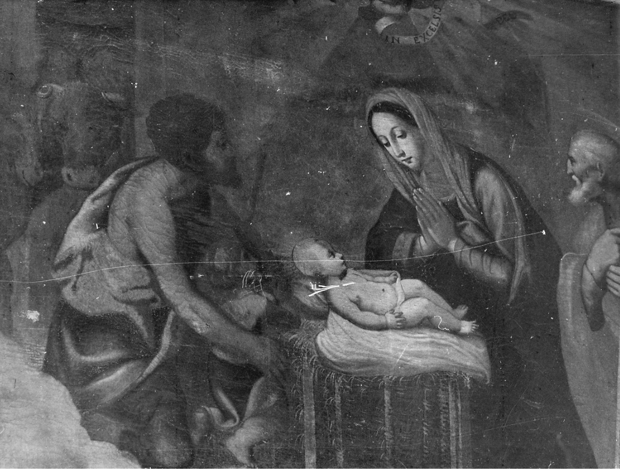 adorazione di Gesù Bambino (dipinto, elemento d'insieme) di Gastaldi Lorenzo (metà sec. XVII)