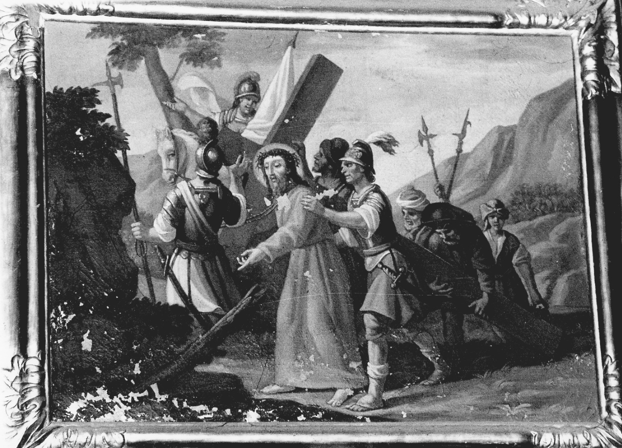 stazione V: Gesù aiutato da Simone il Cireneo a portare la croce (dipinto, elemento d'insieme) di Trono Alessandro (secondo quarto sec. XVIII)
