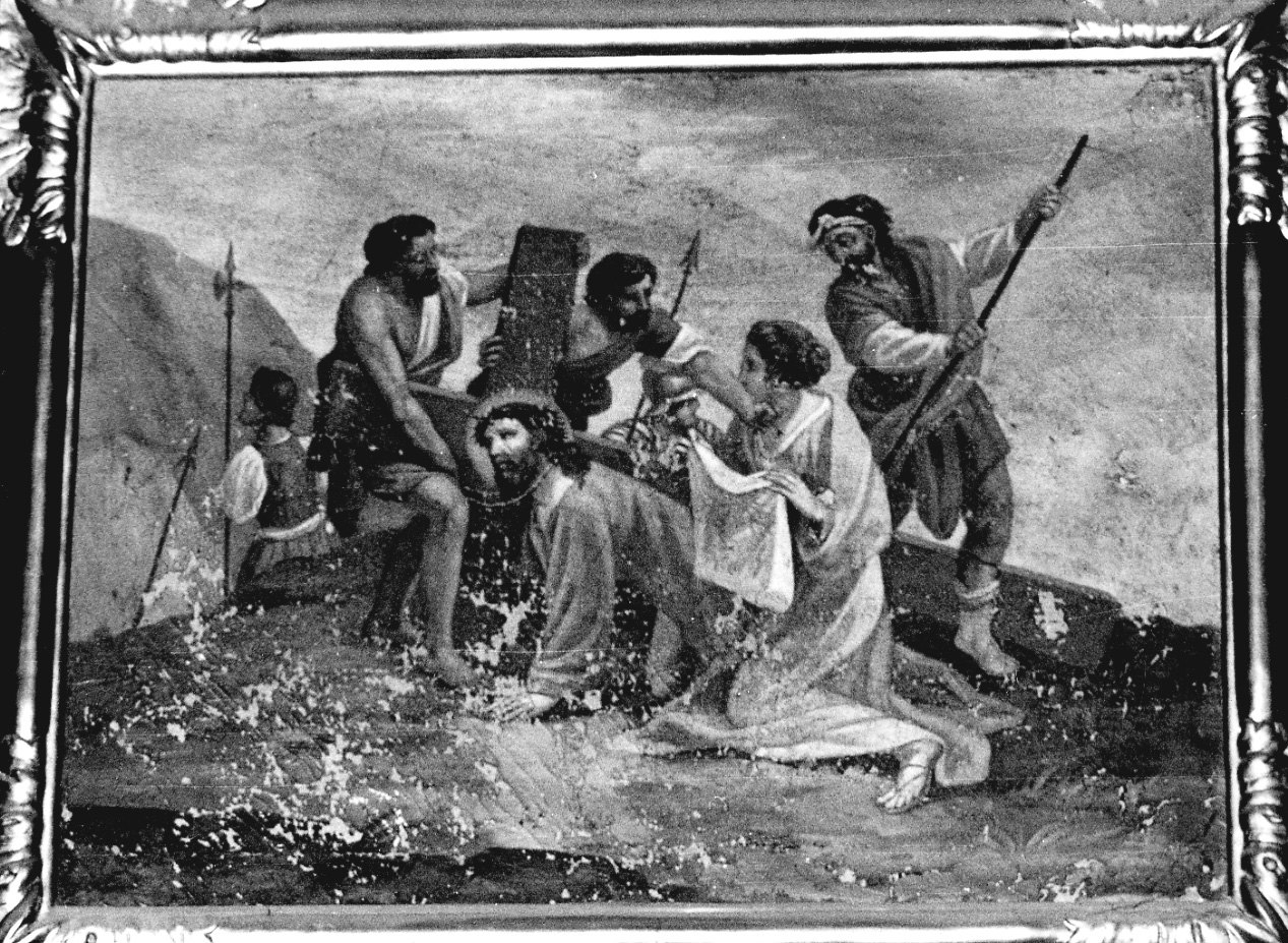 stazione VI: Gesù asciugato dalla Veronica (dipinto, elemento d'insieme) di Trono Alessandro (secondo quarto sec. XVIII)