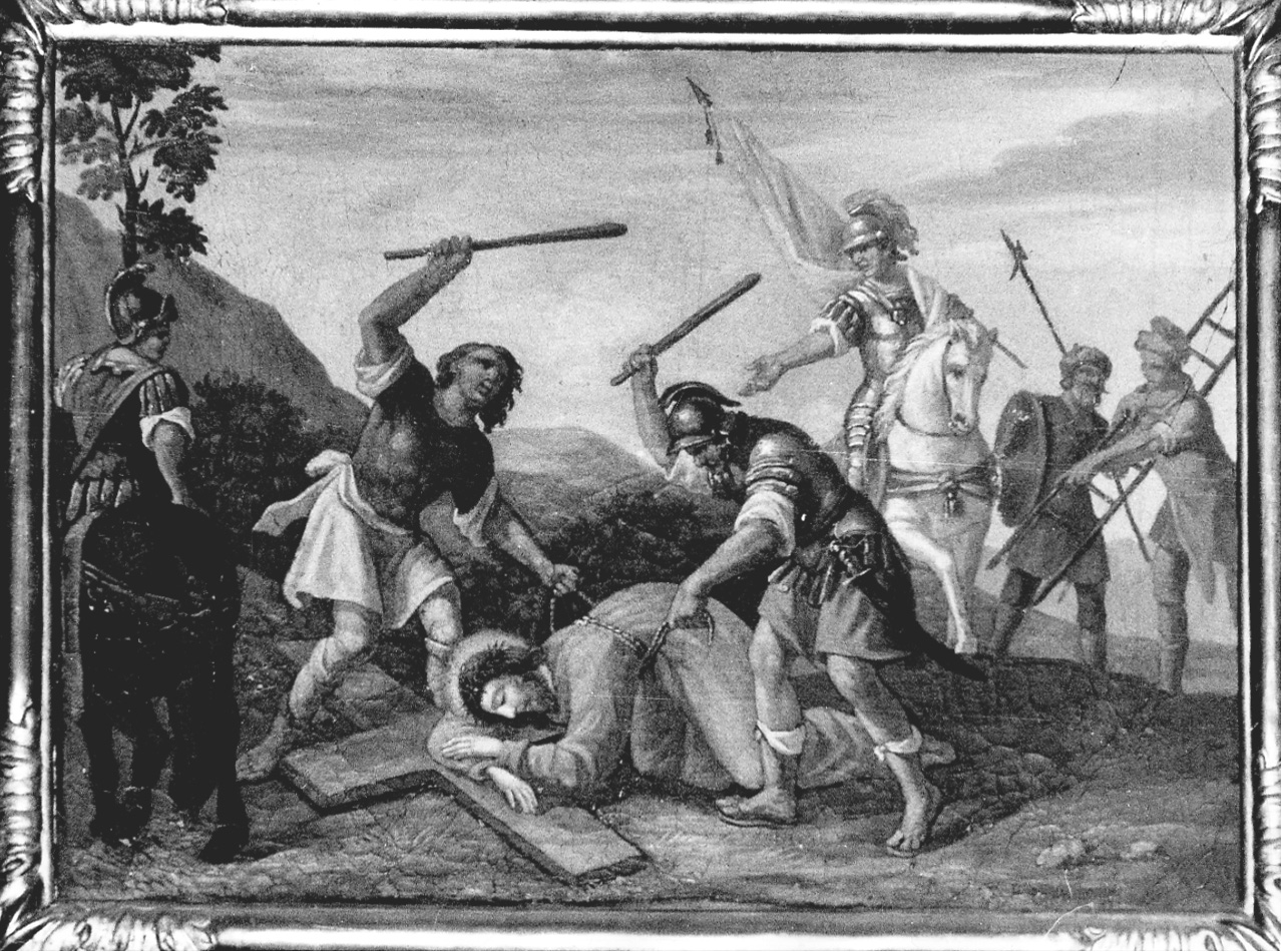 stazione IX: Gesù cade sotto la croce la terza volta (dipinto, elemento d'insieme) di Trono Alessandro (secondo quarto sec. XVIII)