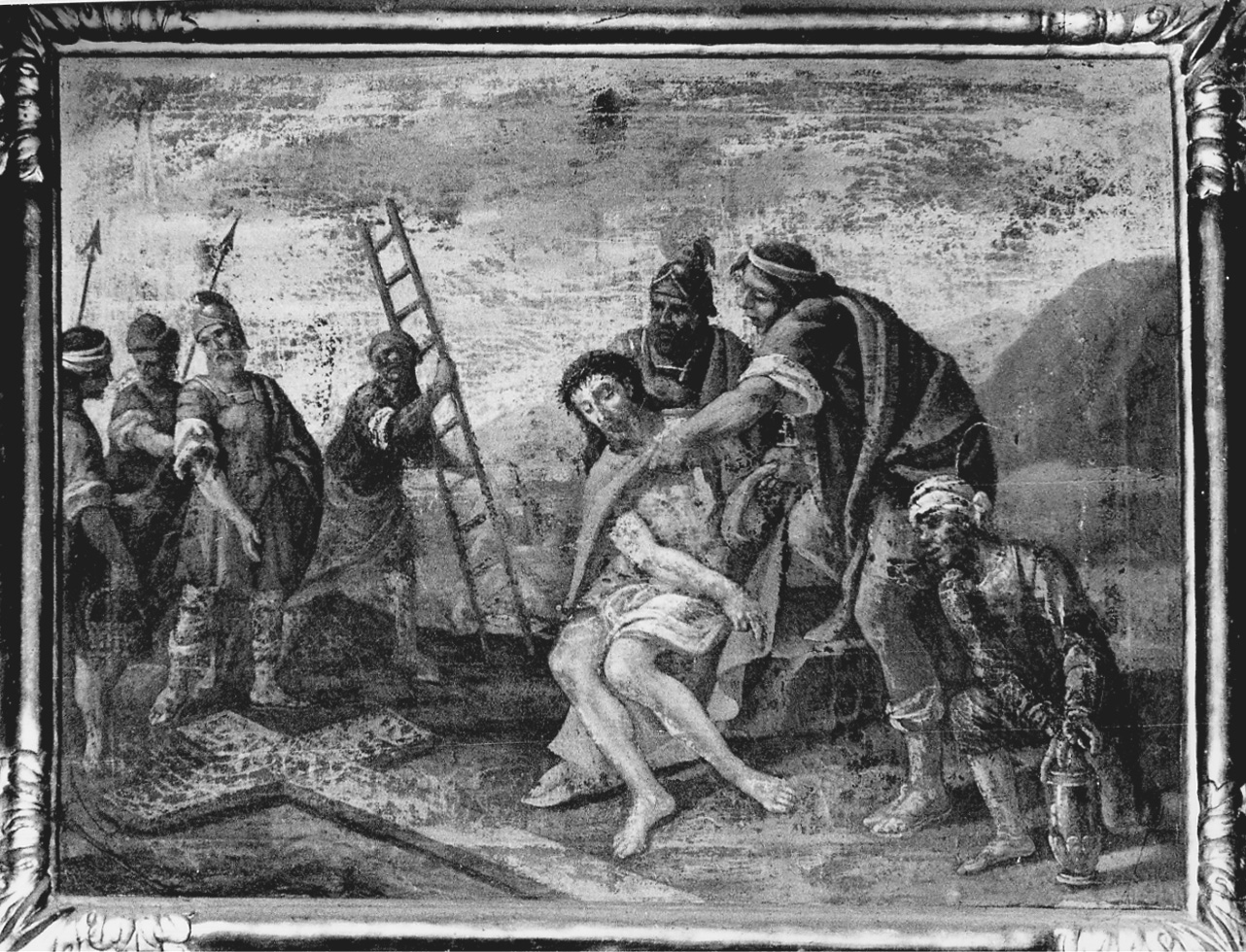 stazione X: Gesù spogliato e abbeverato di fiele (dipinto, elemento d'insieme) di Trono Alessandro (secondo quarto sec. XVIII)