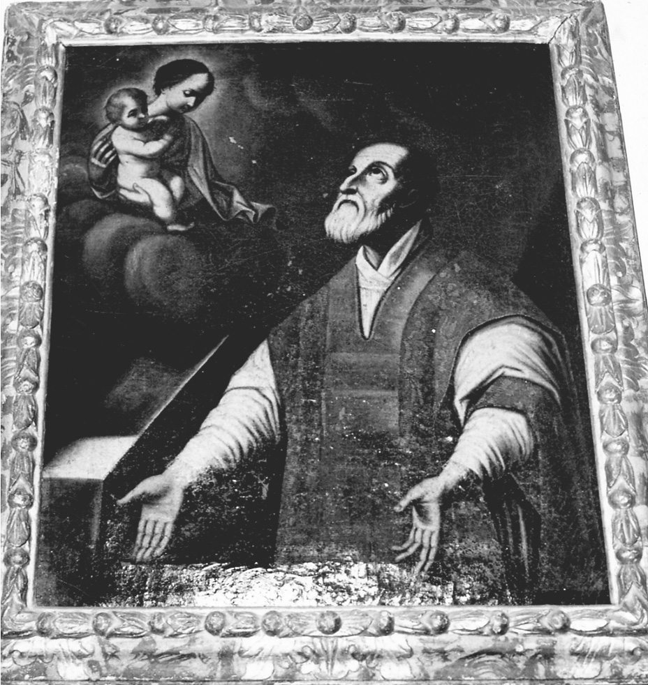 San Filippo Neri ha la visione della Madonna con Bambino (dipinto, opera isolata) - ambito piemontese (fine/inizio secc. XVII/ XVIII)