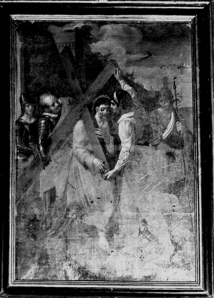 stazione II: Gesù caricato della croce (dipinto, elemento d'insieme) di Piolla Giuseppe (metà sec. XIX)