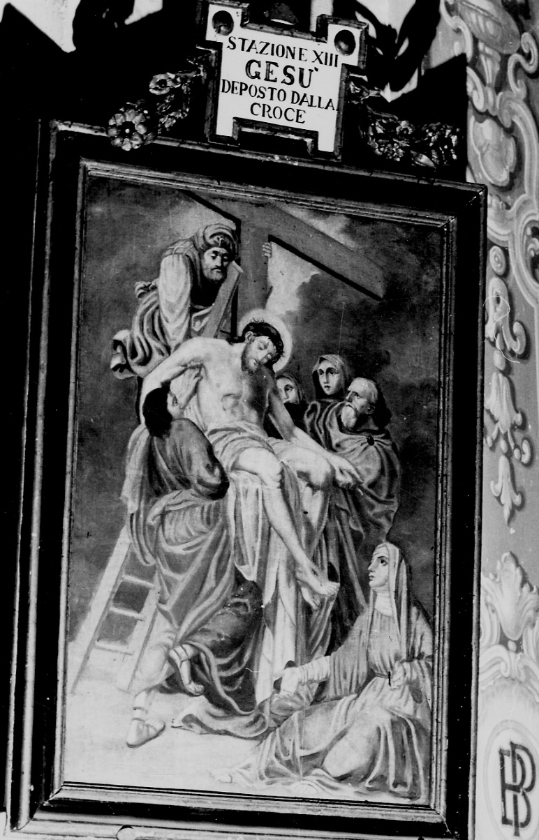 stazione XIII: Gesù deposto dalla croce (dipinto, elemento d'insieme) di Piolla Giuseppe (metà sec. XIX)