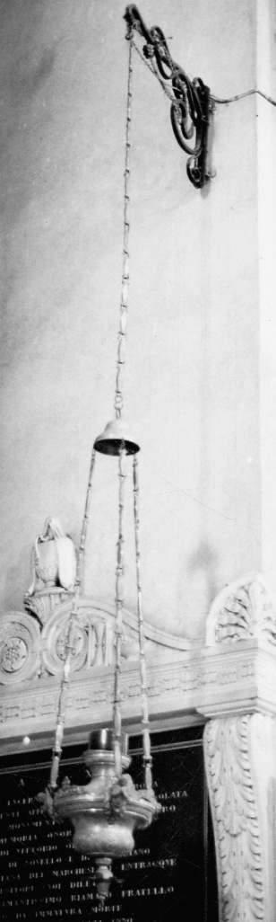 lampada pensile a vaso, opera isolata - bottega piemontese (ultimo quarto sec. XIX)