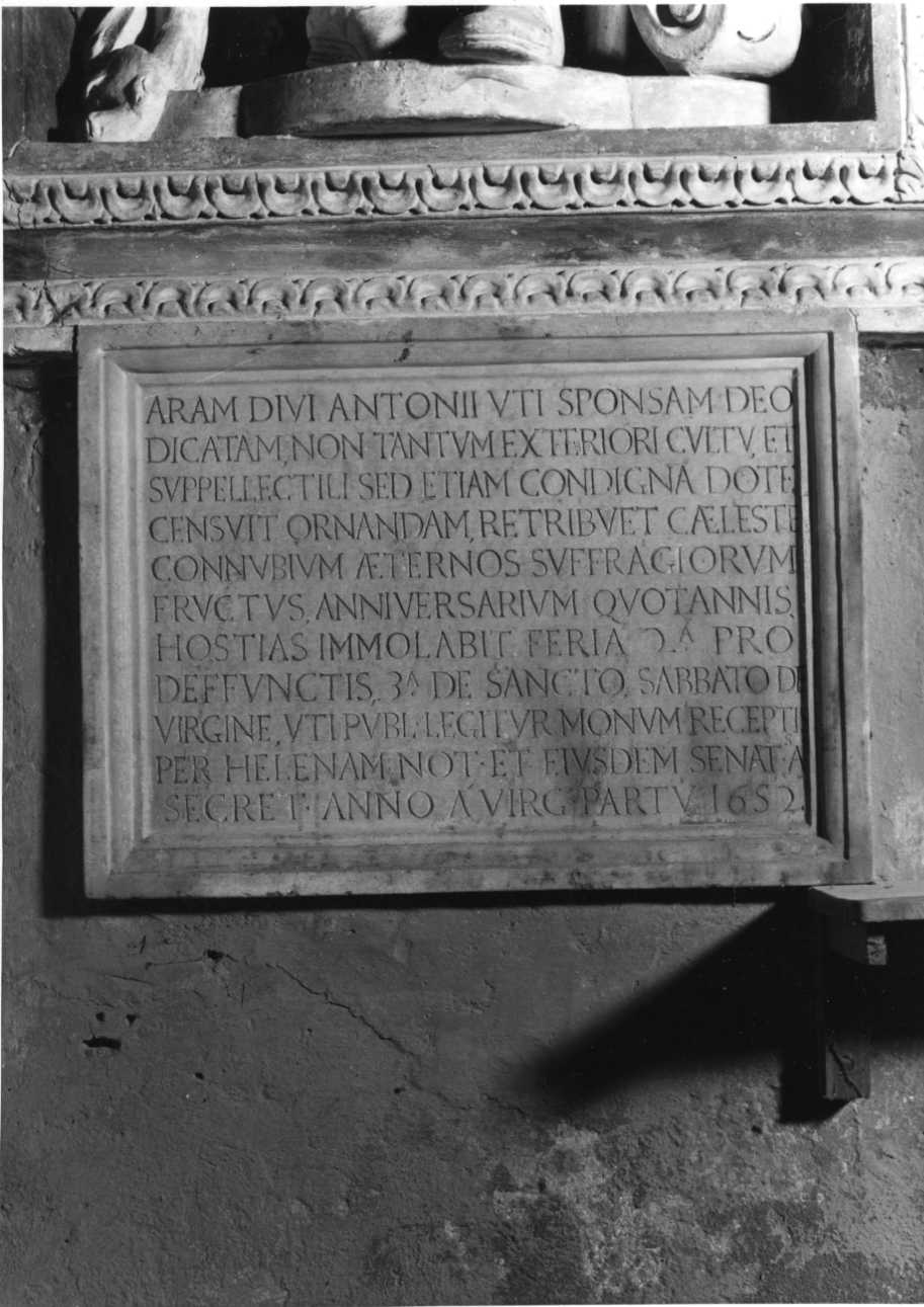 lapide documentaria, opera isolata - bottega piemontese (metà sec. XVII)