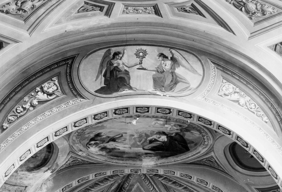 ostensorio sorretto da due angeli (decorazione pittorica, elemento d'insieme) di Gauteri Francesco (metà sec. XIX)