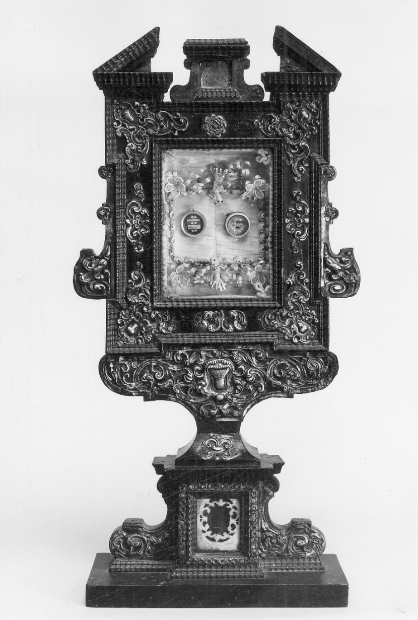 reliquiario - a tabella, coppia - bottega lombardo-piemontese (seconda metà sec. XVII, sec. XX)