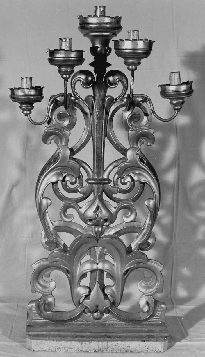 candelabro, serie - bottega monregalese (fine/inizio secc. XIX/ XX)